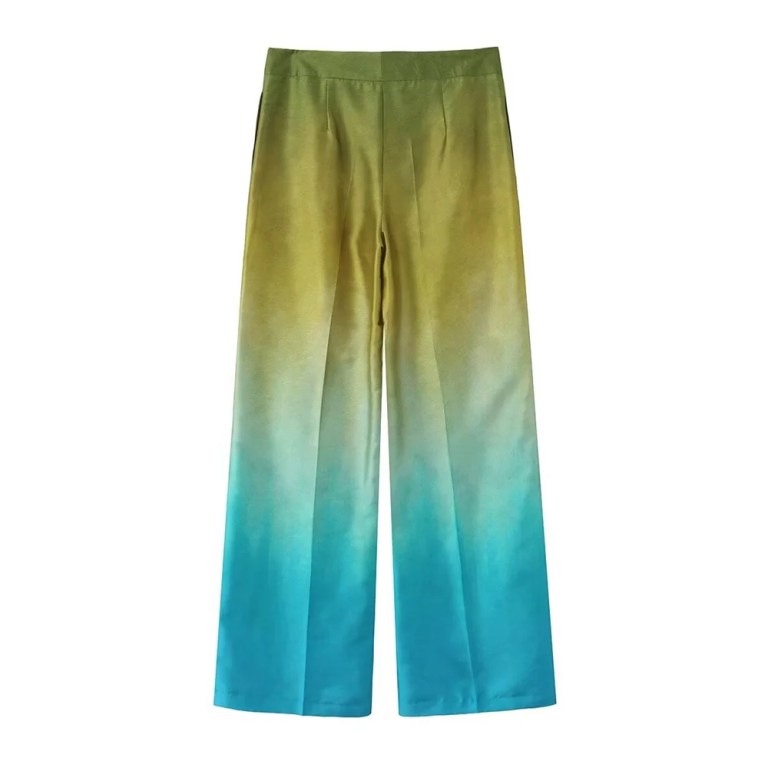 zach women's tie dyed silk satin texture draping shirt loose wide leg pants casual set Zach Women\'s Tie-Dyed Silk Satin Texture Draping Shirt Loose Wide Leg Pants Casual Set 5