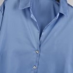 Zach Women\'s Casual Single-Breasted Silk Polo Collar Long Sleeve Shirt 3