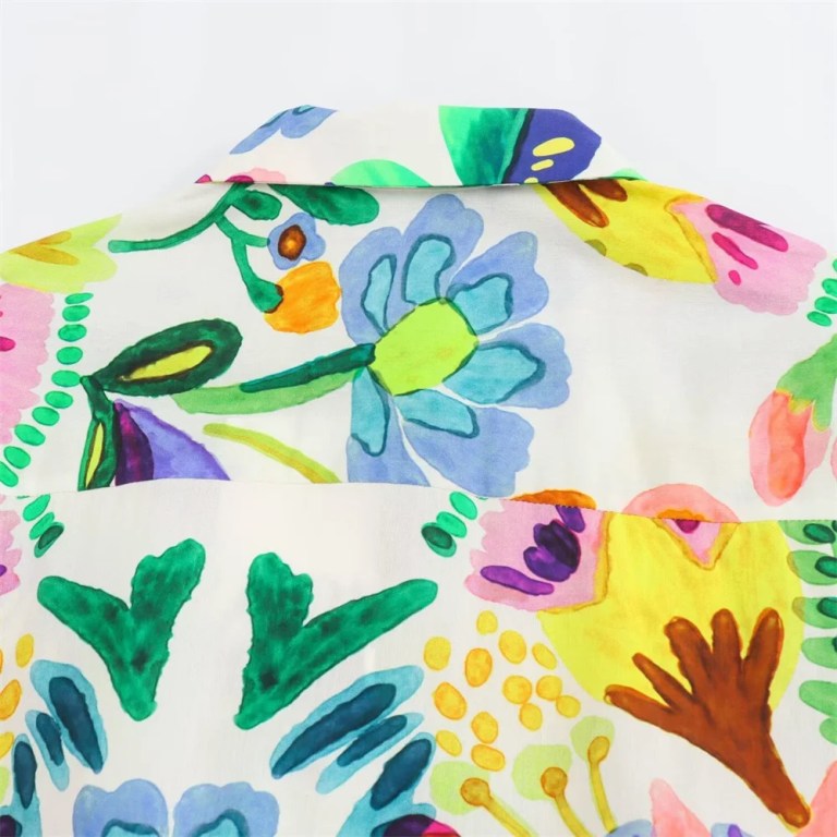 Women's Long Retro Floral Prin Shirt Dress 5