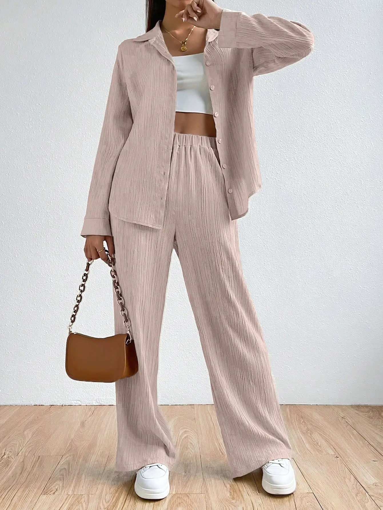 Two-piece vintage Shirt and Pant Loungewear Set 6