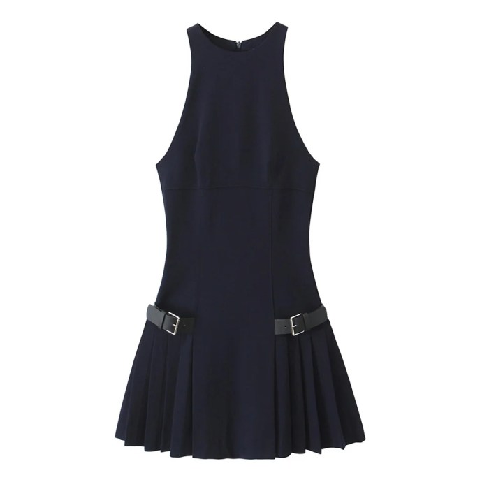 zach women's slim fit round neck sleeveless mini dress with zipper detail Zach Women's Slim Fit Round Neck Sleeveless Mini Dress with Zipper Detail