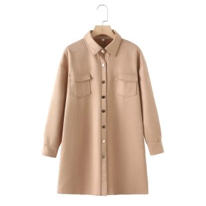 Zach Ailsa Women's Lapel Long Sleeved Single Breasted Casual Mid-Length Jacket,