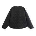 zach women's loose round neck long sleeve cotton quilted jacket Zach Women's Loose Round Neck Long Sleeve Cotton Quilted Jacket 4