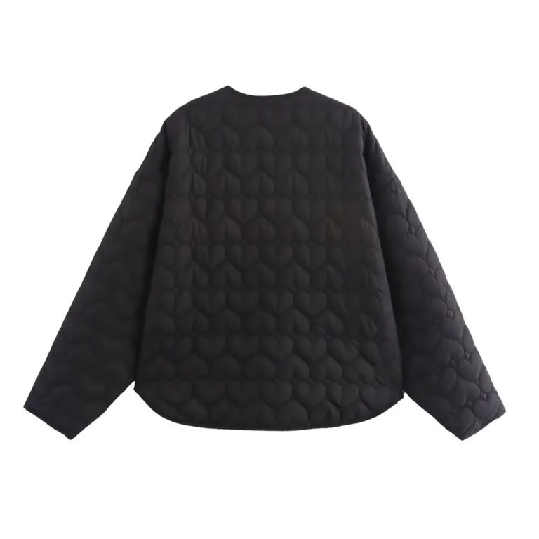 zach women's loose round neck long sleeve cotton quilted jacket Zach Women's Loose Round Neck Long Sleeve Cotton Quilted Jacket 4