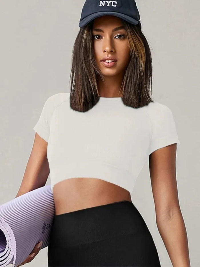 women's seamless short sleeve yoga top running active wear Women's Seamless Short Sleeve Yoga Top Running Active Wear 3