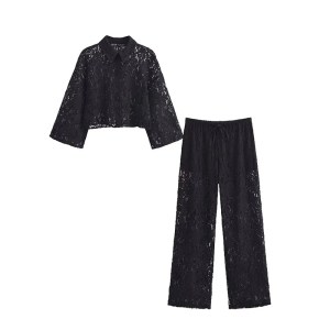 women's black lace festival pants sets