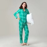 Christmas Matching Pyjama Set - Plaid Print Long Sleeve Top & Drawstring Pants - Fall Sleepwear 6