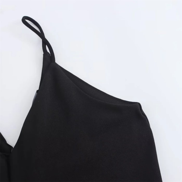 zach women's solid color sleeveless v neck crepe strap jumpsuit Zach Women's Solid Color Sleeveless V-Neck Crepe Strap Jumpsuit 4