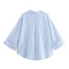 Zach Women's Casual Collar Striped Linen Blended Asymmetric Shirt with Wide Sleeves 2