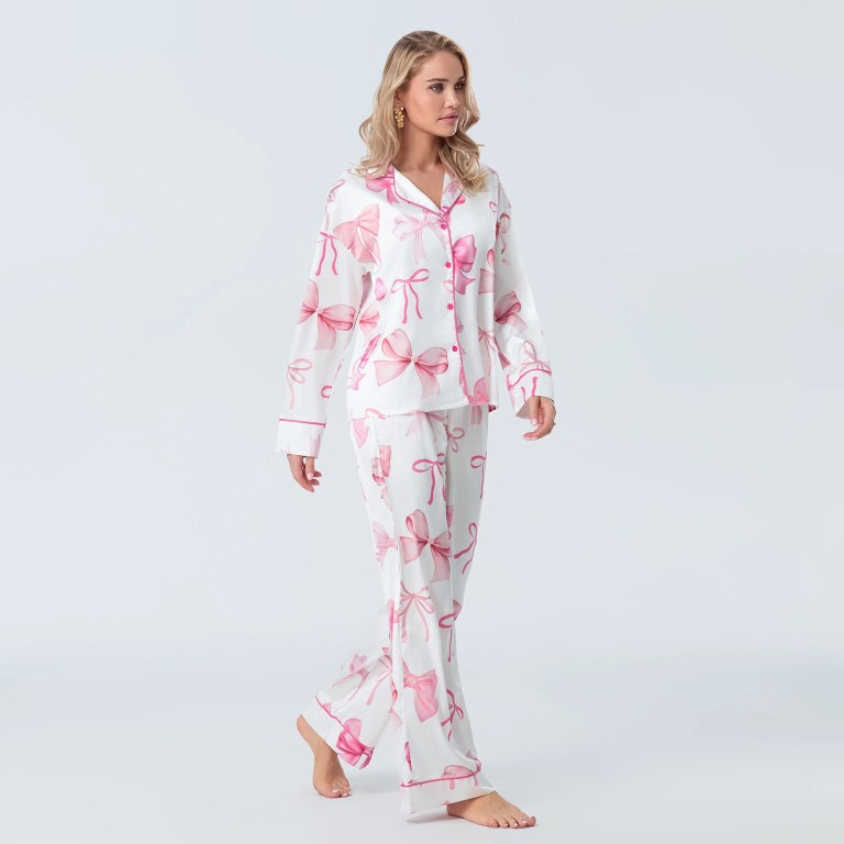 Women's 2 Piece Bow All-over Loungewear Pjs Set 3