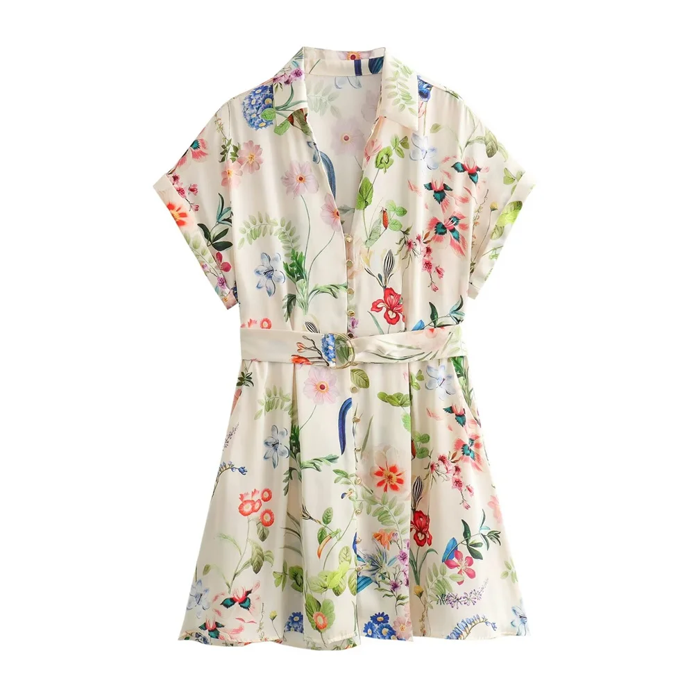 Women's Floral Shirt Dress Mini