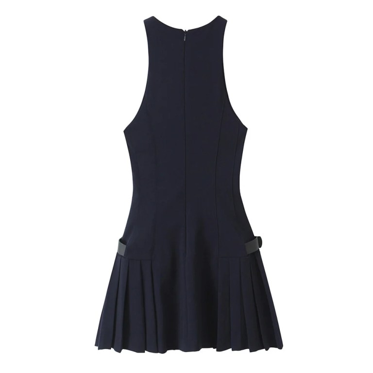 Zach Women's Slim Fit Round Neck Sleeveless Mini Dress with Zipper Detail 2
