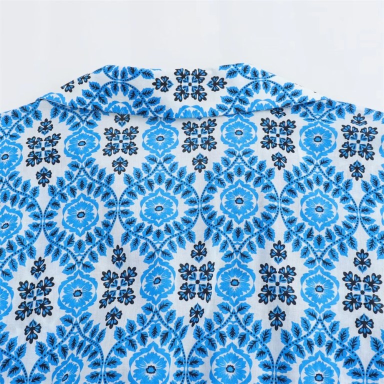 ALSA Summer Retro Print Midi Shirt Dress 5