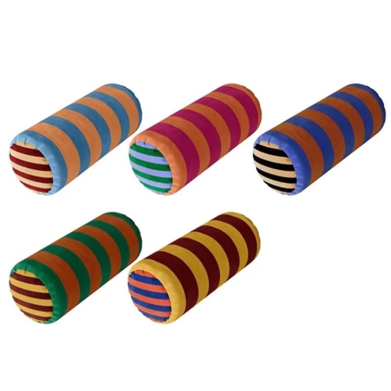 eclectic velvet long round retro stripe cushions Eclectic Velvet Long Round Retro Stripe Cushions 3