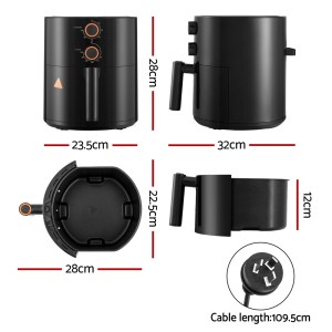 devanti 4l air fryer knob control 1500w devanti 4l air fryer knob control 1500w