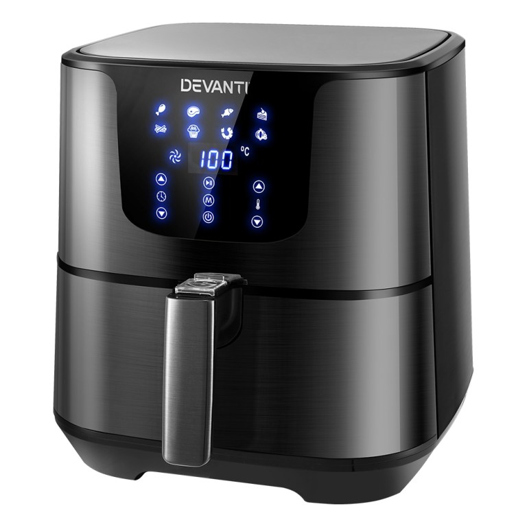 devanti air fryer 7l lcd fryers black devanti air fryer 7l lcd fryers black