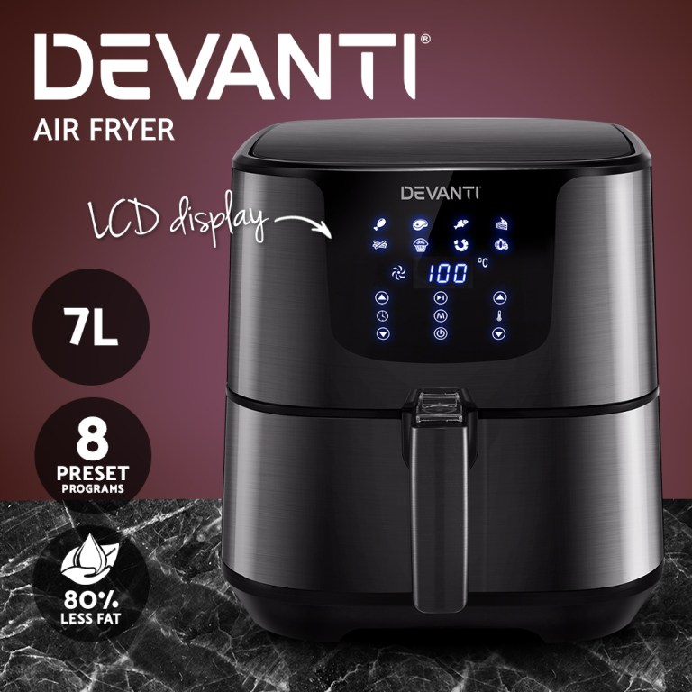 devanti air fryer 7l lcd fryers black devanti air fryer 7l lcd fryers black