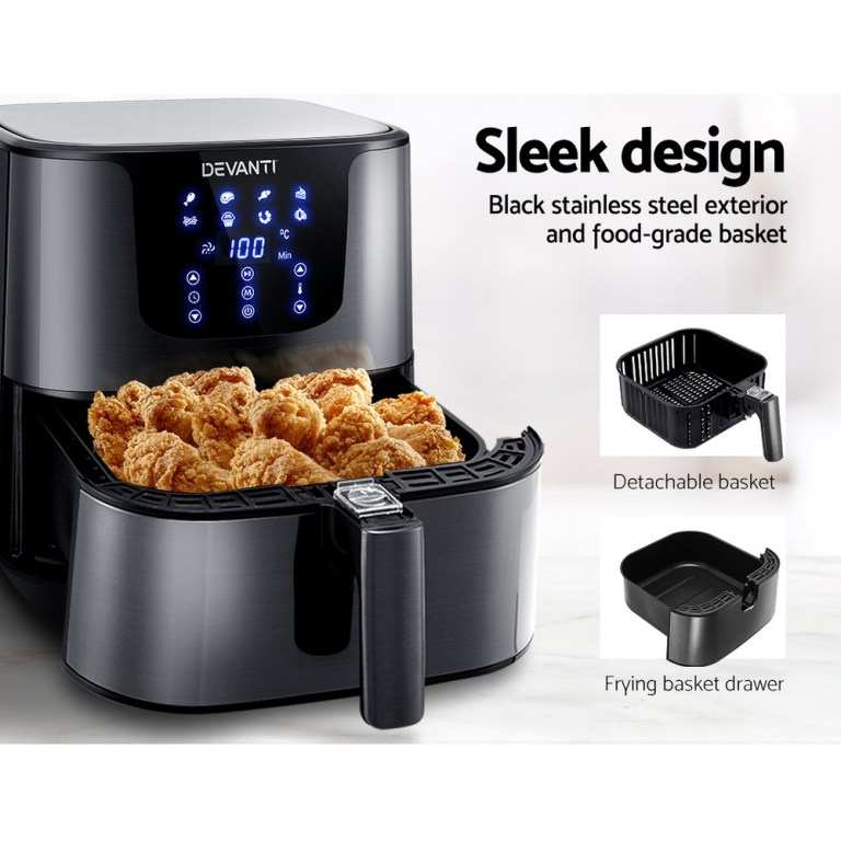 devanti air fryer 7l lcd fryers black devanti air fryer 7l lcd fryers black