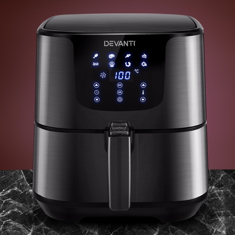 devanti air fryer 7l lcd fryers black devanti air fryer 7l lcd fryers black