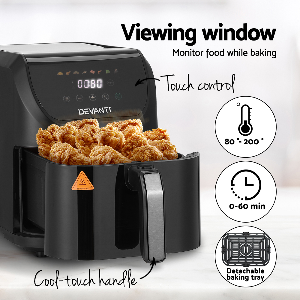 devanti air fryer 5l w/ lcd touch 1500w