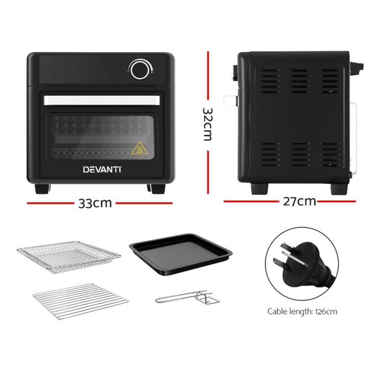 devanti air fryer 15l lcd fryers oven