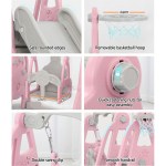 keezi kids slide swing set basketball hoop outdoor playground toys 170cm pink keezi kids slide swing set basketball hoop outdoor playground toys 170cm pink