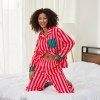 women’s striped christmas pyjama set lapel neck button up top & long pants