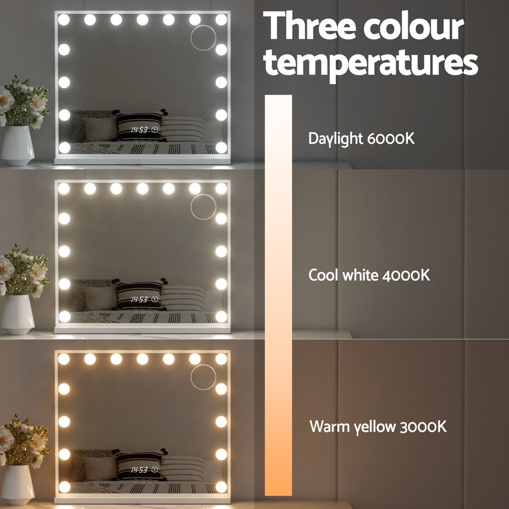 embellir makeup mirror 60x52cm hollywood vanity with led light tabletop white