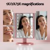 embellir tri fold makeup mirror 1x2x3x magnifying with led light travel portable pink