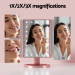 embellir tri fold makeup mirror 1x2x3x magnifying with led light travel portable pink embellir tri fold makeup mirror 1x2x3x magnifying with led light travel portable pink