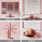 embellir tri fold makeup mirror 1x2x3x magnifying with led light travel portable pink embellir tri fold makeup mirror 1x2x3x magnifying with led light travel portable pink