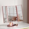 embellir tri fold makeup mirror 1x2x3x magnifying with led light travel portable pink