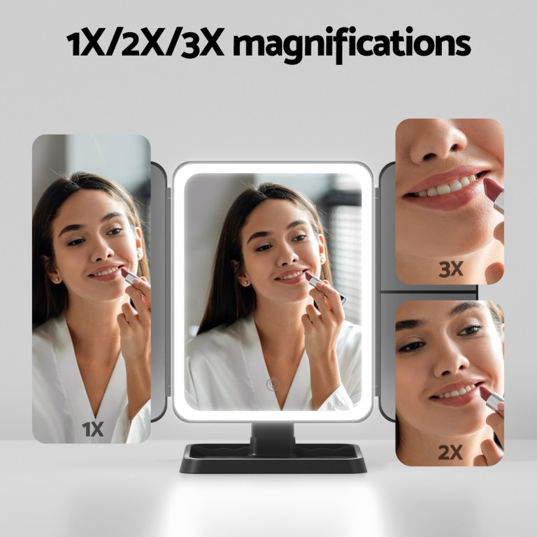 embellir led makeup mirror tri fold lighted vanity mirrors 1x2x3x magnifications embellir led makeup mirror tri fold lighted vanity mirrors 1x2x3x magnifications