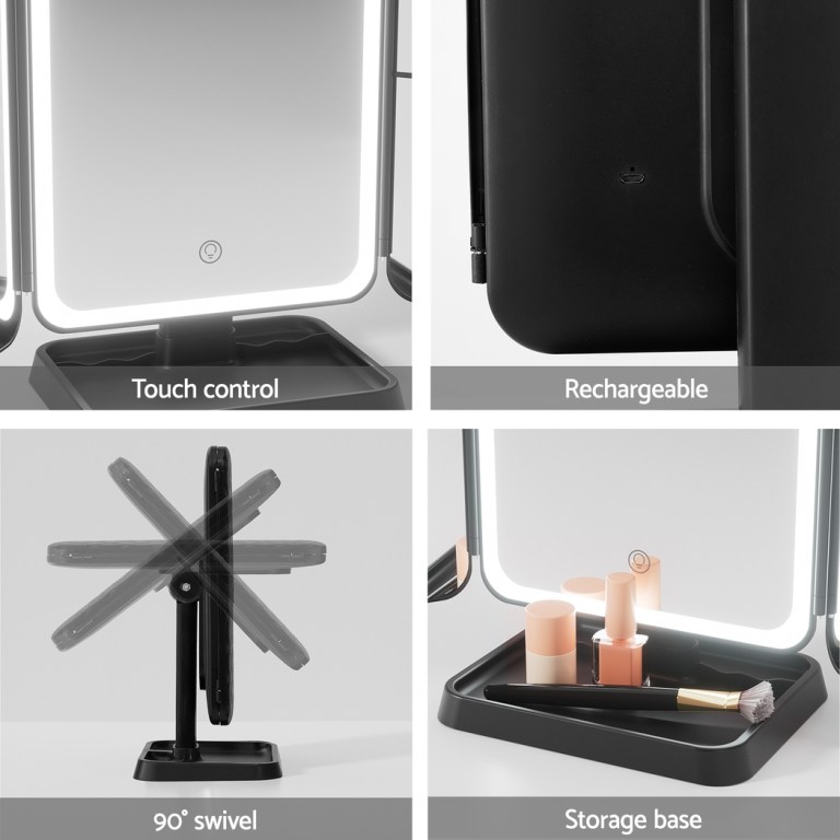 embellir led makeup mirror tri fold lighted vanity mirrors 1x2x3x magnifications embellir led makeup mirror tri fold lighted vanity mirrors 1x2x3x magnifications