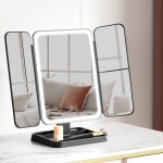 embellir led makeup mirror tri fold lighted vanity mirrors 1x2x3x magnifications embellir led makeup mirror tri fold lighted vanity mirrors 1x2x3x magnifications
