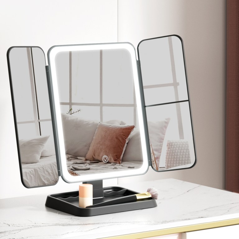 embellir led makeup mirror tri fold lighted vanity mirrors 1x2x3x magnifications embellir led makeup mirror tri fold lighted vanity mirrors 1x2x3x magnifications