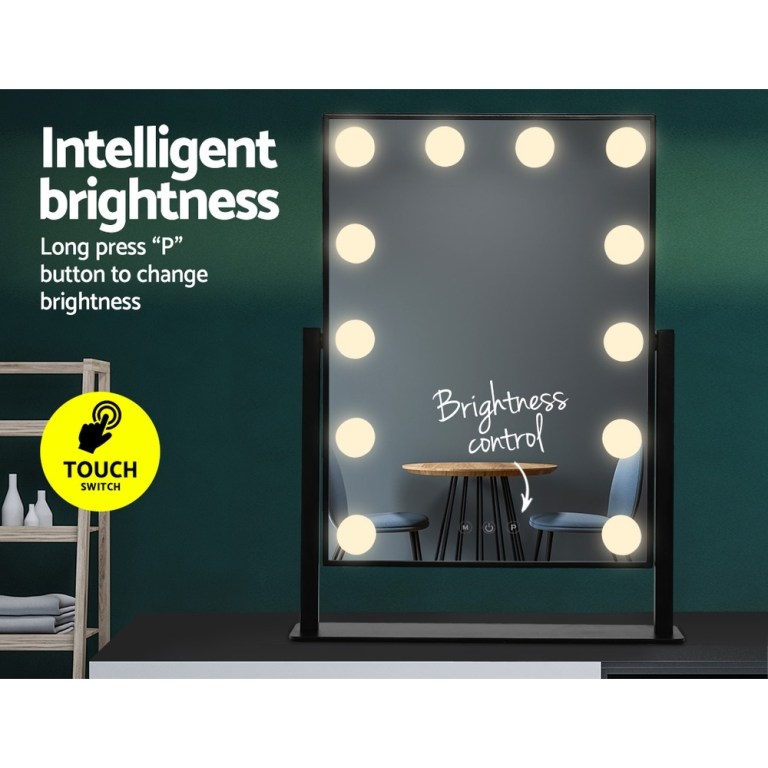 embellir makeup mirror 30x48cm hollywood vanity with led light rotation tabletop