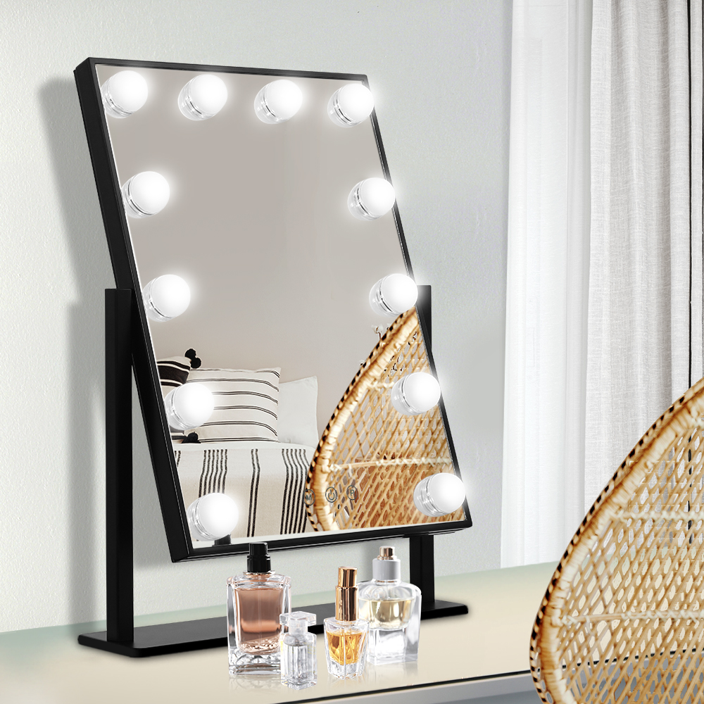 embellir makeup mirror 30x48cm hollywood vanity with led light rotation tabletop