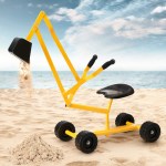 keezi kids ride on car digger bulldozer sandpit play toys rotate seat yellow keezi kids ride on car digger bulldozer sandpit play toys rotate seat yellow