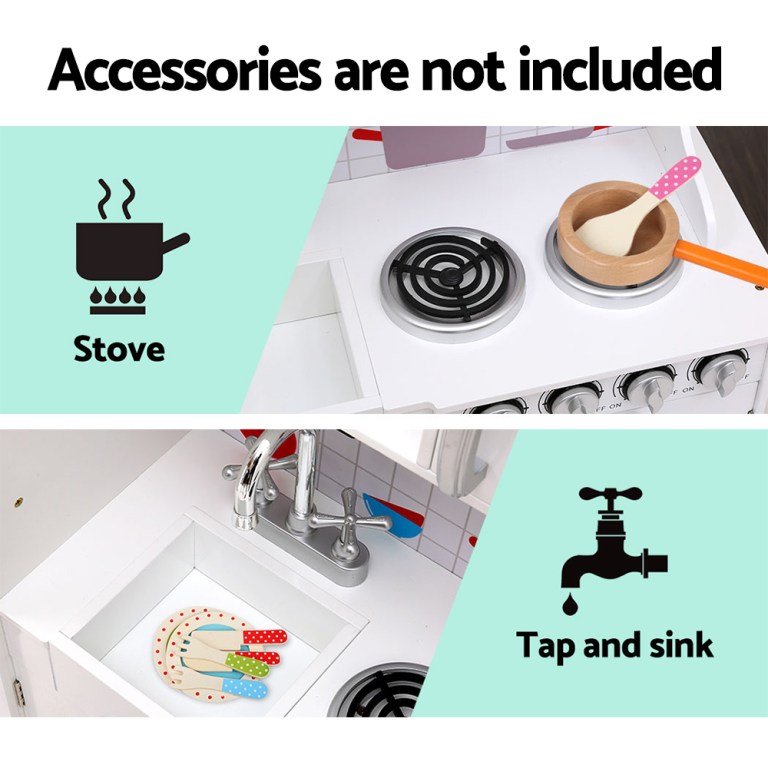 keezi kids kitchen play set wooden pretend toys cooking children storage white keezi kids kitchen play set wooden pretend toys cooking children storage white