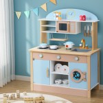keezi kids wooden pretend kitchen play sets cooking toys pot pan bowls oven dishwasher 80cm blue keezi kids wooden pretend kitchen play sets cooking toys pot pan bowls oven dishwasher 80cm blue