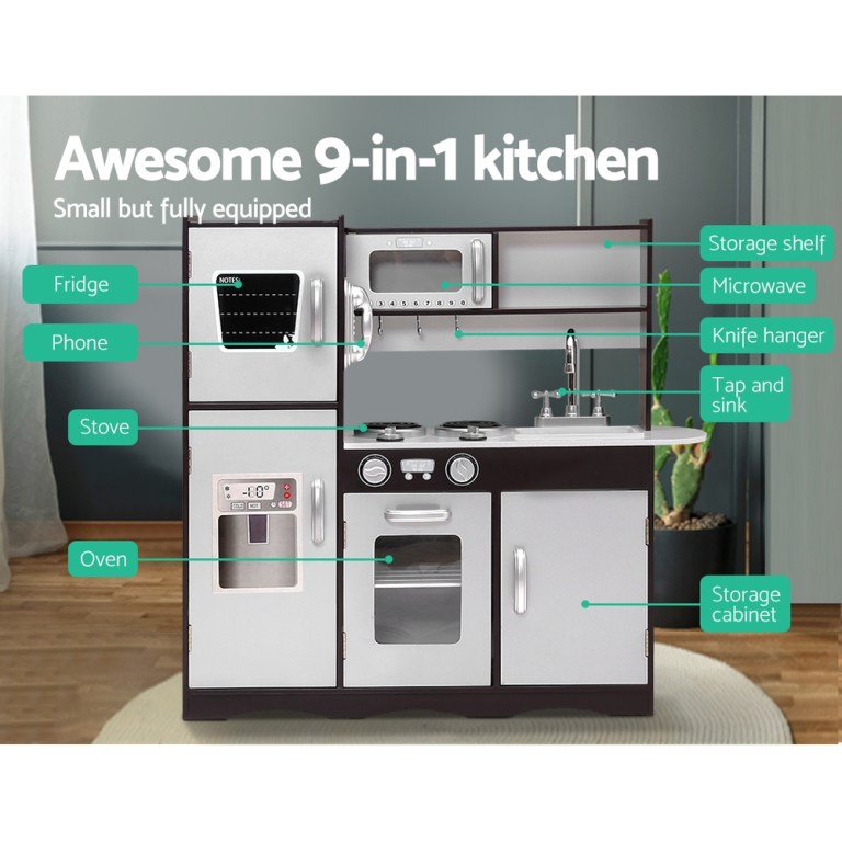 keezi kids kitchen play set wooden pretend toys cooking children stove fridge keezi kids kitchen play set wooden pretend toys cooking children stove fridge