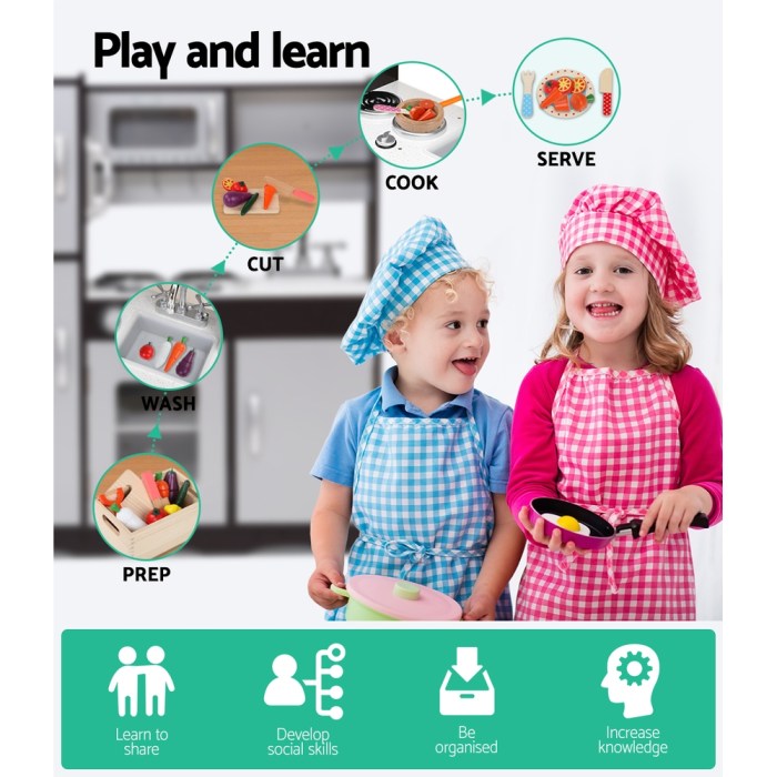 keezi kids kitchen play set wooden pretend toys cooking children stove fridge keezi kids kitchen play set wooden pretend toys cooking children stove fridge