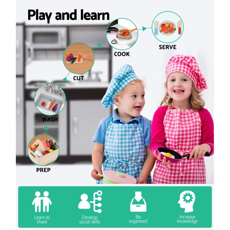 keezi kids kitchen play set wooden pretend toys cooking children stove fridge keezi kids kitchen play set wooden pretend toys cooking children stove fridge