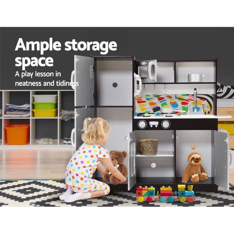 keezi kids kitchen play set wooden pretend toys cooking children stove fridge keezi kids kitchen play set wooden pretend toys cooking children stove fridge