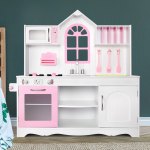 keezi kids kitchen play set wooden pretend toys cooking children storage cabinet keezi kids kitchen play set wooden pretend toys cooking children storage cabinet