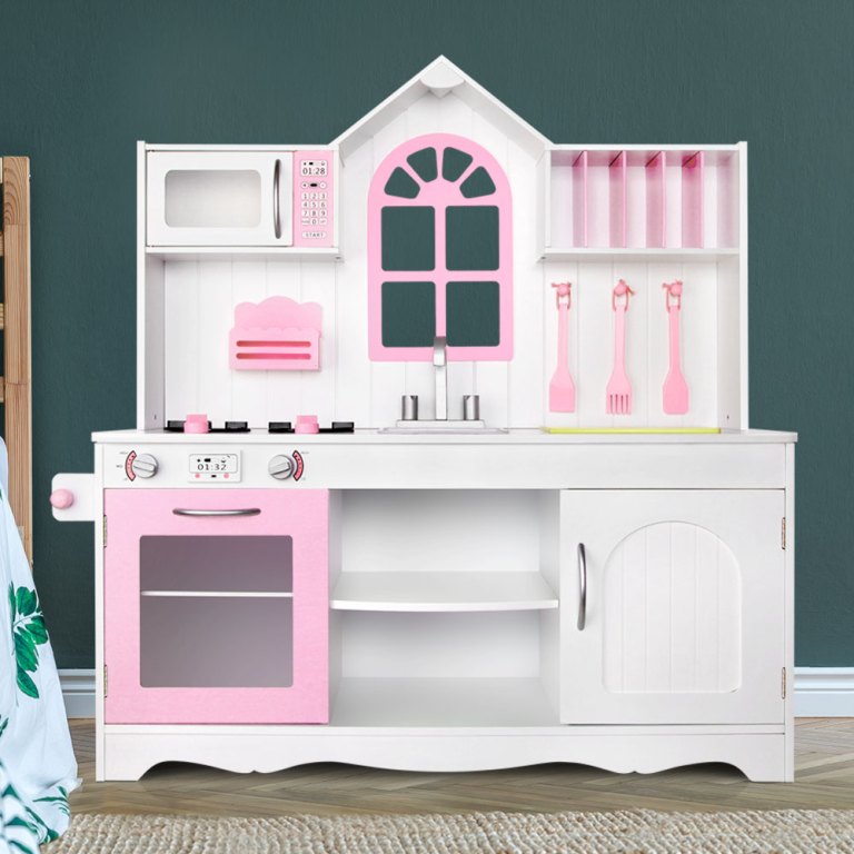 keezi kids kitchen play set wooden pretend toys cooking children storage cabinet keezi kids kitchen play set wooden pretend toys cooking children storage cabinet