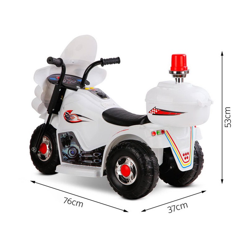 rigo kids electric ride on police motorcycle motorbike 6v battery white