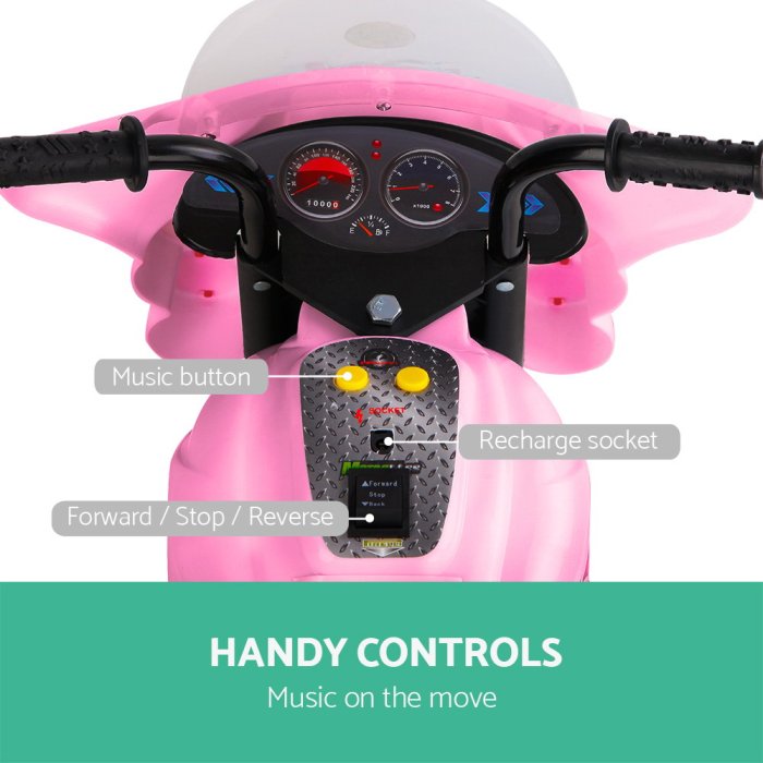 rigo kids electric ride on police motorcycle motorbike 6v battery pink