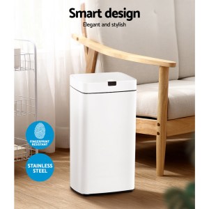 devanti 45l motion sensor bin rubbish automatic white